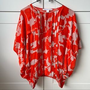 Silk Diane Von Furstenburg Orange Floral Top M